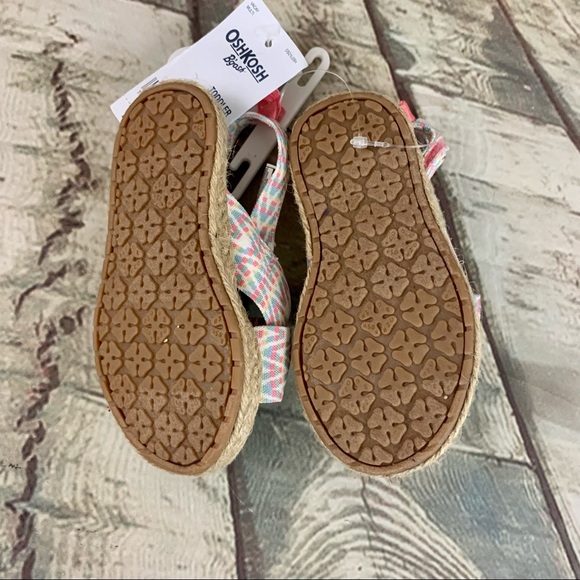 OshKosh Bgosh Vacay Pink Blue Green Yellow White Espadrille Sandals Sz 5 Toddler - Picture 9 of 10